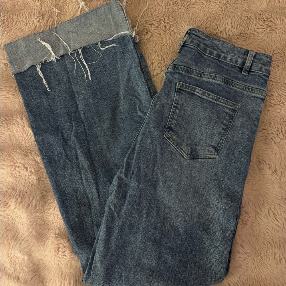 blue wide leg jeans